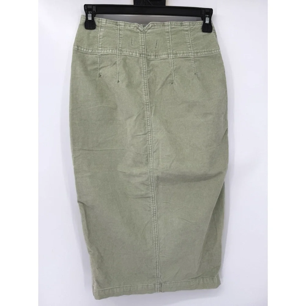 Free People Skirt Womens 24 Moss We The Free Full Zip Corduroy Midi OB1060804